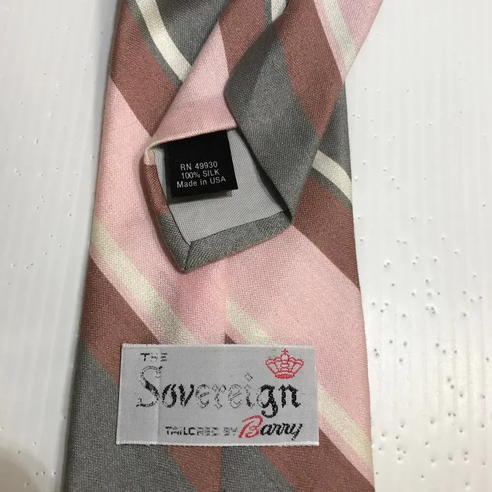 The Sovereign Tailored by Barry Vintage Silk Diagonal Striped Preppy Necktie 58”